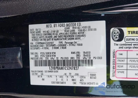 2012 Ford Mustang V6 Premium из США, поврежденный, VIN 1ZVBP8AM1C5247827